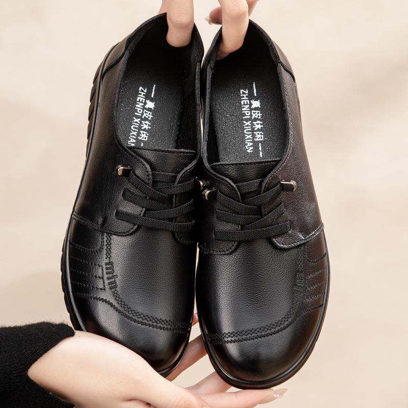 First layer cowhide autumn mother shoes genuine leather soft sole middle-aged and elderly comfortable small leather shoes non-slip breathable grand