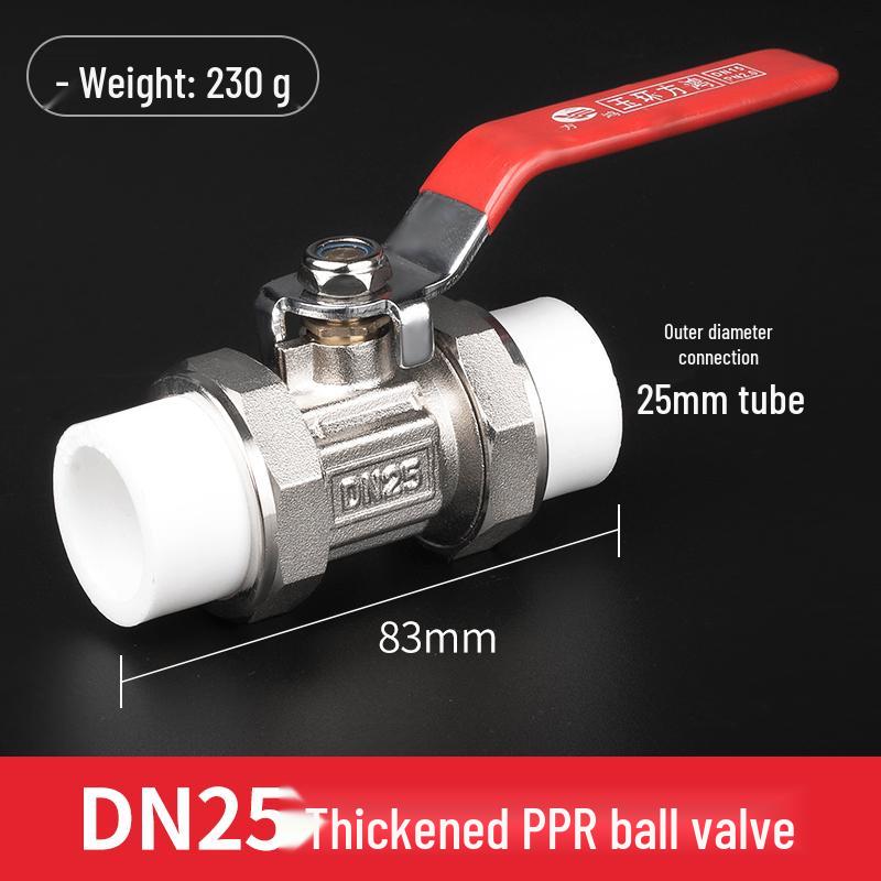 Multi-Size PPR Copper Double Union Ball Valve with Switch - Hot Melt Options Available (DN20-63, 1/2" To 1")