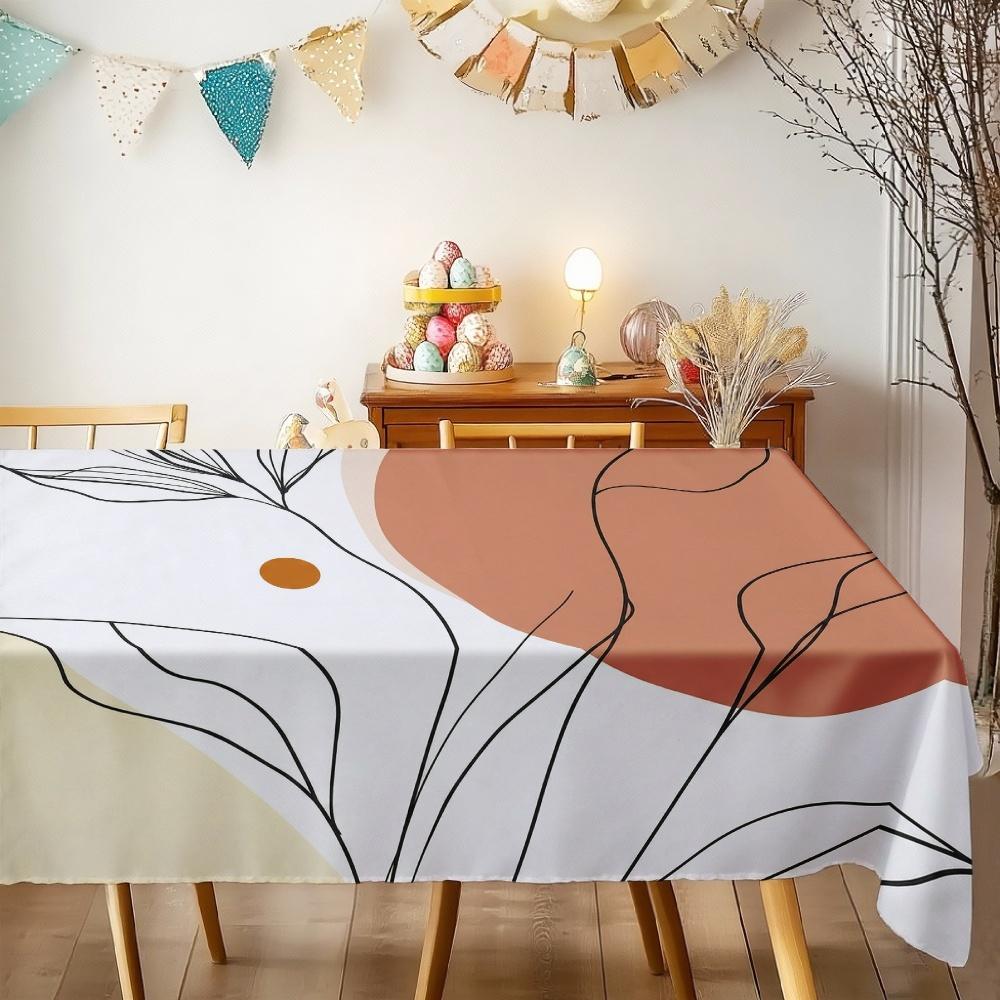 Abstract Plant Pattern Rectangle Table Cloth for Table Decor Party Waterproof Reusable Tablecloth for Table Kitchen Dining