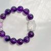 12Mm High Quality Royal Grape Purple Natural Amethyst Purple Lithium White Crystal Bracelet