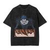 L Lawliet Graphic Print T-Shirts Manga DEATH NOTE T Shirts Washed Oversize Tshirt Short Sleeve Cotton Tee Casual Loose Clothes