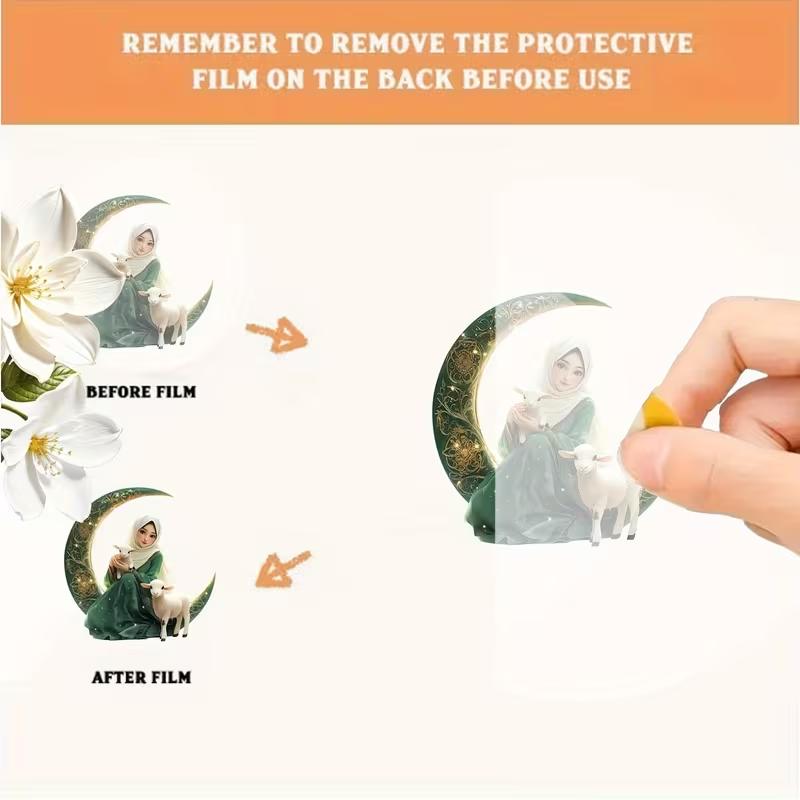 Bohemian Girl Sitting on the Moon Desktop Decoration Elegant Ramadan Gift for Home Office Bedroom Decor