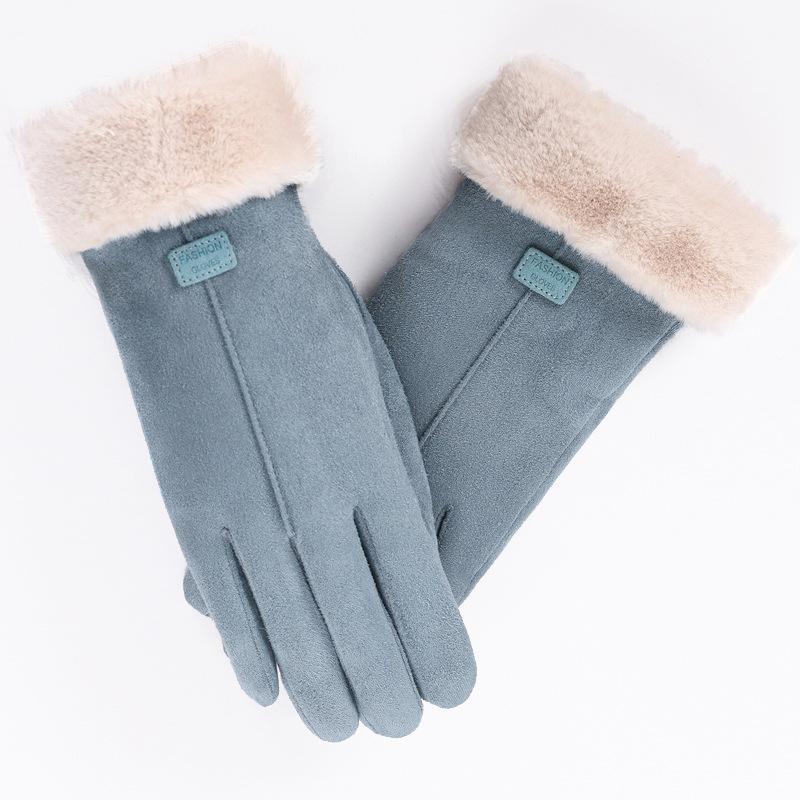 Hairy Thickened Thermal Suede Gloves Women's Windproof Touch Screen Cycling Bike Shop