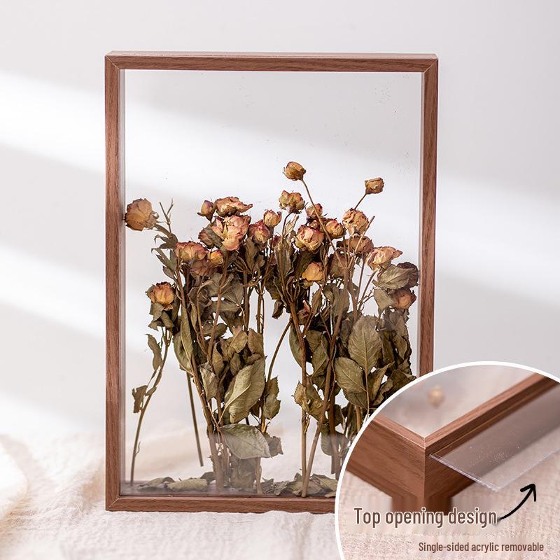 Double-Sided Transparent Dried Flower Photo Frame for Wall Hanging & Tabletop Display