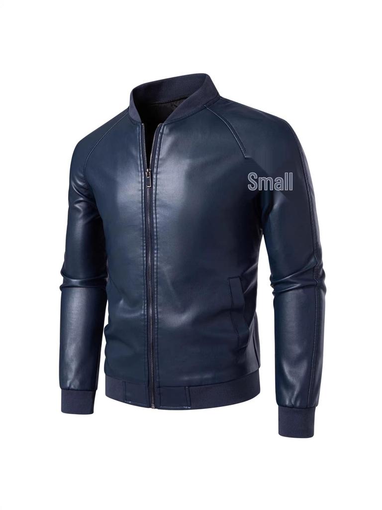 Men's PU Leather Jacket with Stand Collar - Korean Style for Autumn/Winter Casual Wear
