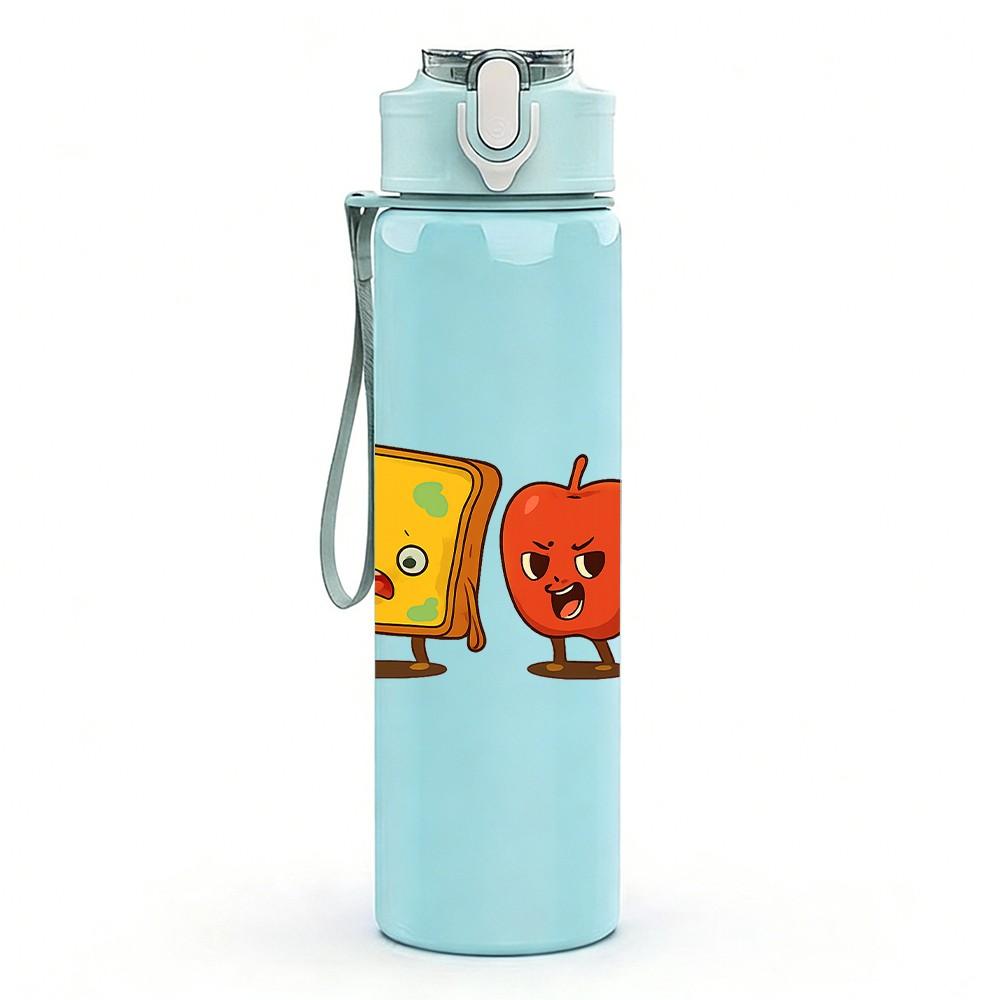 1PC Fruit Banana Cheese Print 750ml Color Plastic Sports Water Bottle Leakproof Flip Straw Lid Suitable for Sports Office Home Use
