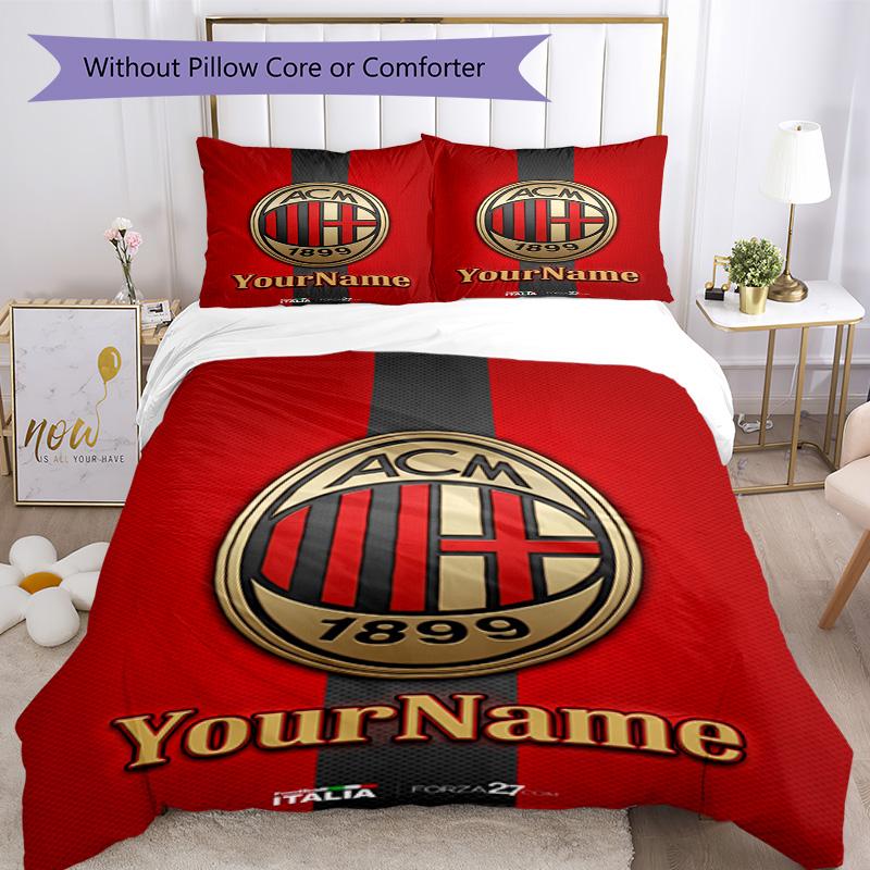 Ac Milan Pas je naam aan Beddengoed Set Ademend Dekbedovertrek met Kussenslopen Huisdecoratie Verjaardagscadeau
