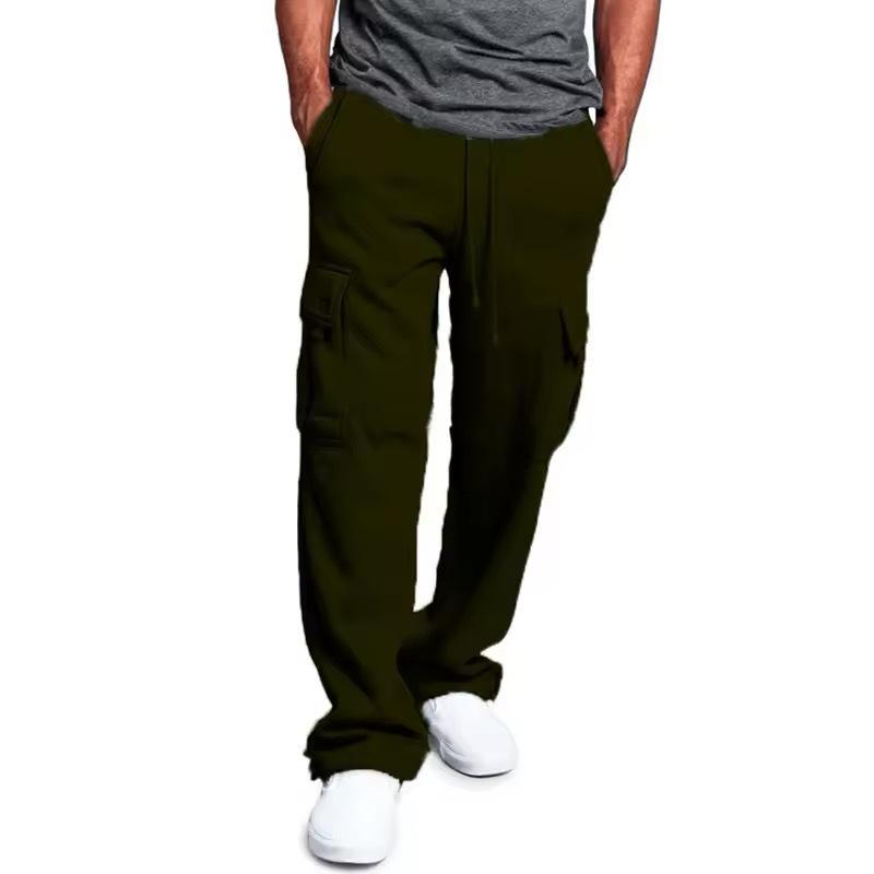 Sports Casual Pants Tying Feet Multi-pocket Tether for Men's New Loose Work Trousers