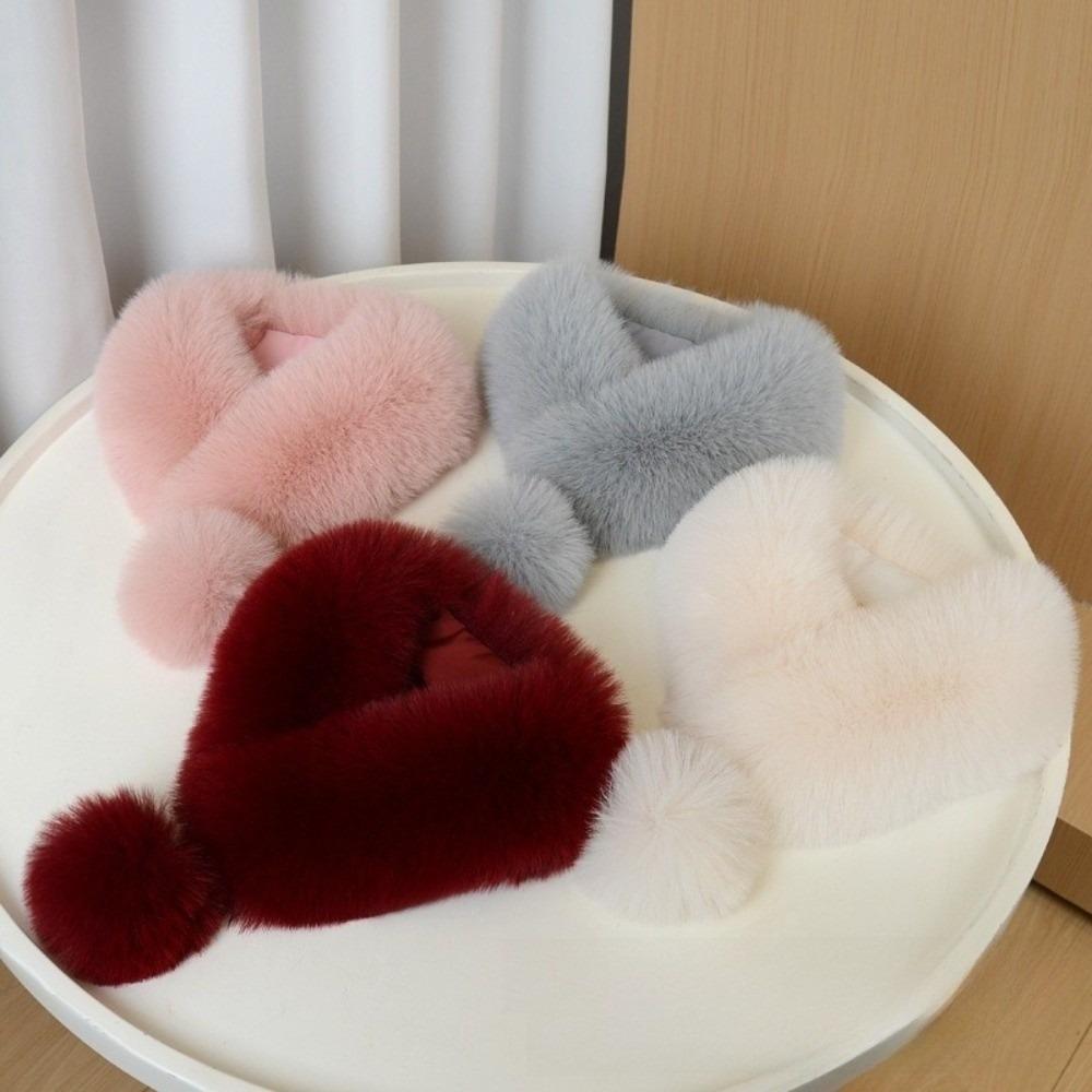 Thickened Imitation Fur Scarf Magnetic Cross Neck Warmer Gifts Plush Scarf  Girl