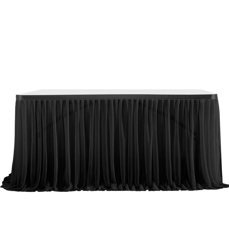 Table Skirt Pleated Table Circumference Birthday Party Wedding Decoration Ruffle Edge Elastic Thin Gauze Table Skirt Tulle