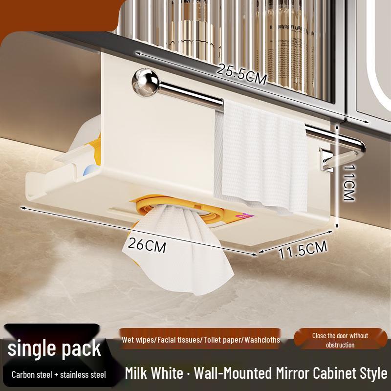 Wall-Mounted Tissue & Wet Wipe Dispenser with Hooks
