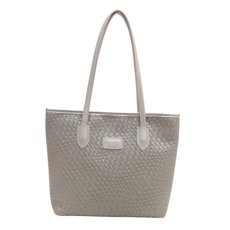 Urban Chic Large Capacity Tote Bag For Women 2024 Summer Woven Design Versatile Shoulder Bag