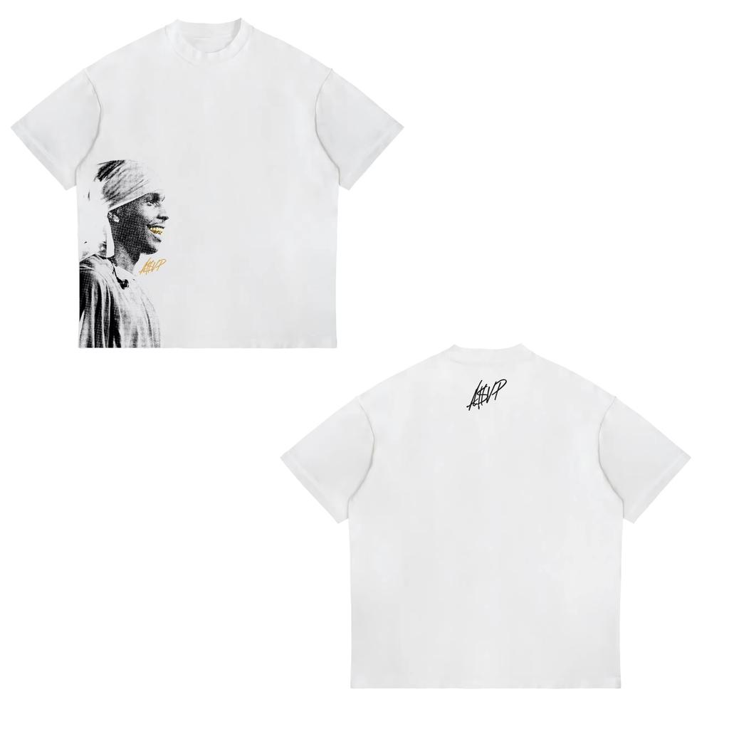 2026 New ASAP ROCKY Short-sleeved T-shirt HIP HOP High Street Men Women Gothic Tees A$AP Portrait T-shirt Hip Hop Streetwear Oversized Tshirt
