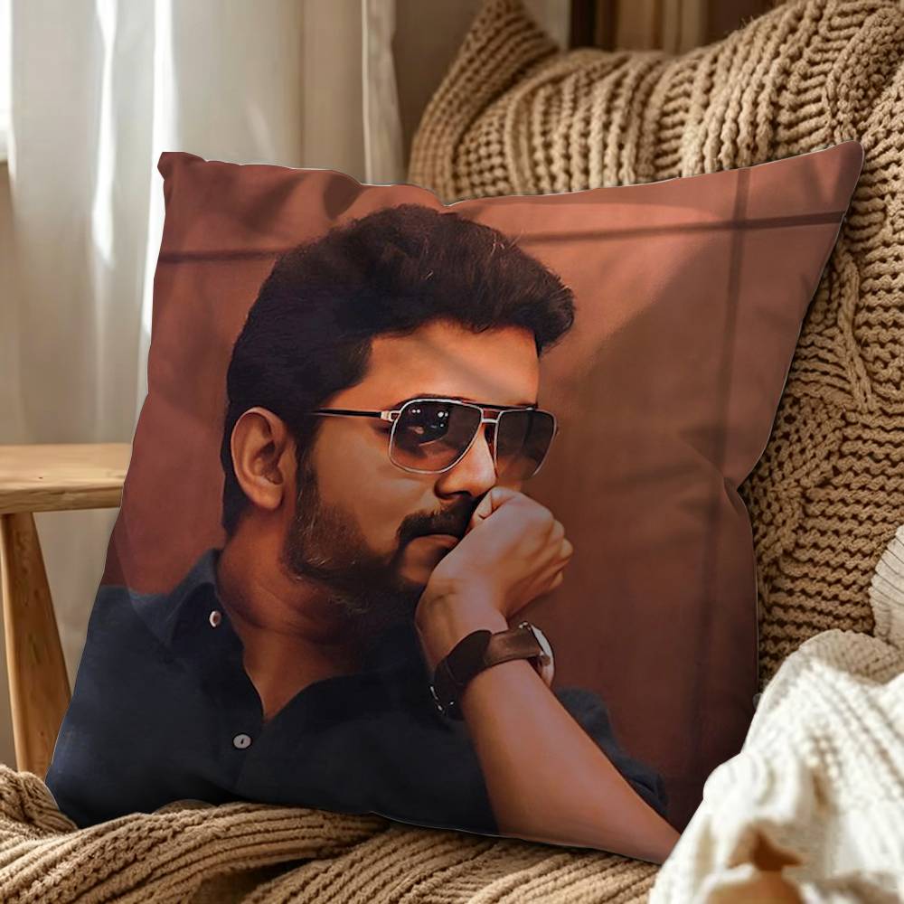 Indian Actor Joseph Vijay Chandrasekhar Double-Sided Printed Cushion Cover Bedroom Bedside Sofa Pillow Case