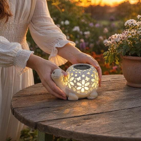 Schildkrötenlampe mit automatischer Ein-/Aussch-Solarleuchte