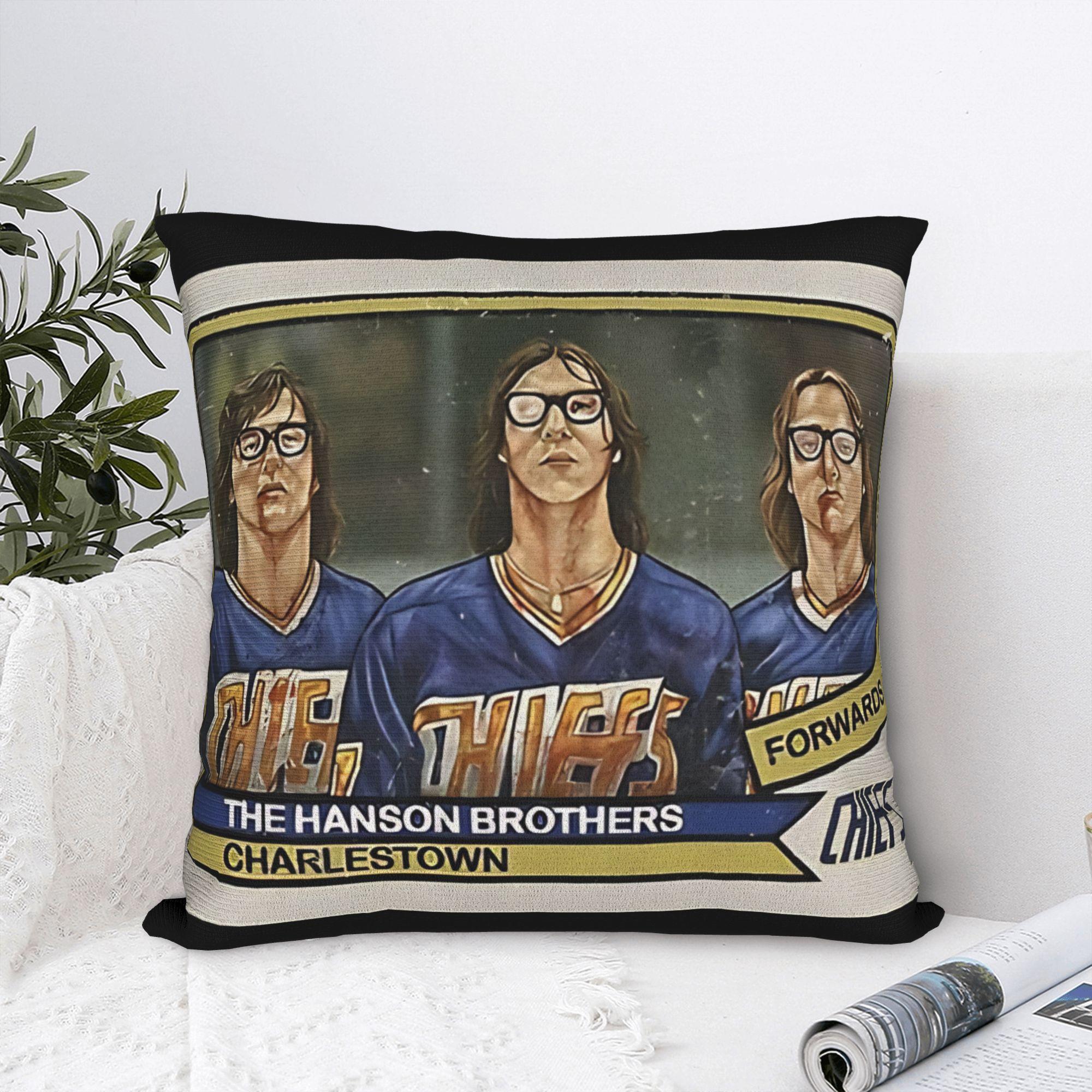 Annier Unisex Hanson Brothers Pillow Cover Hockey Card Comfy Cushion Cover Funny Pillow Case For Sofa Car Home Decor
