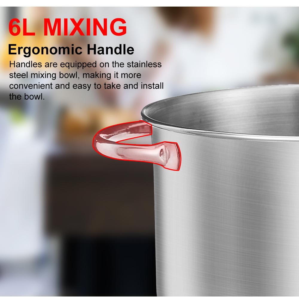 Biolomix Stand Mixer, 1200W DC Quiet Motor 6L Stainless Steel Bowl, 6+Pulse Speeds Electric Kitchen Mixer with LCD Timer, Dough Hook, Beater, Whisk