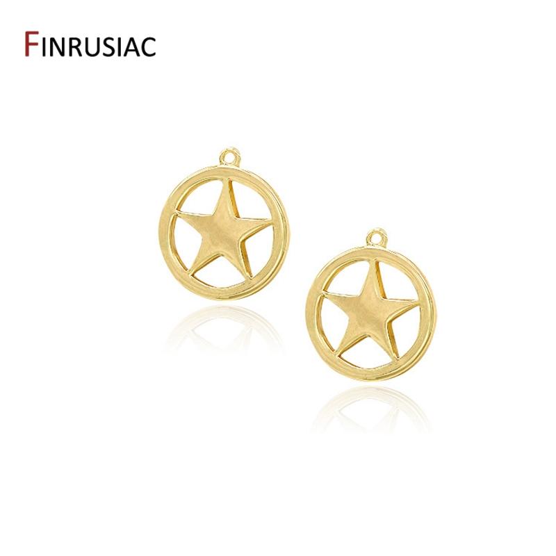 Wholesale 14K Gold Plated Brass Metal Small Cute Charms Heart / Star / Square Tags Pendants Accessories For Jewelry Making