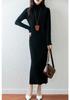 Women's 100% Wool High Neck Over-the-Knee Slimming Dress - Autumn/Winter 2025 Collection