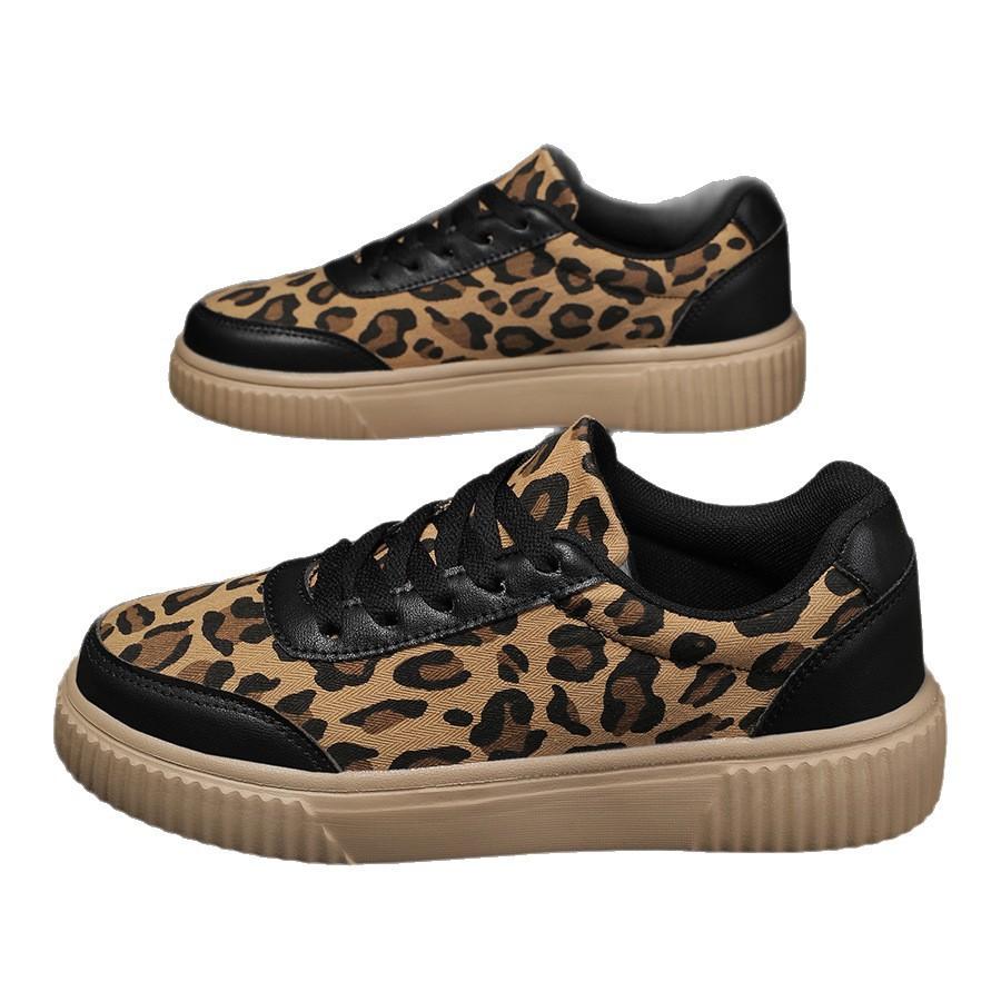 Leopardenmuster lässige Schnür-Board-Schuhe flacher Boden flacher Absatz lässig leicht atmungsaktiv bequem Kind