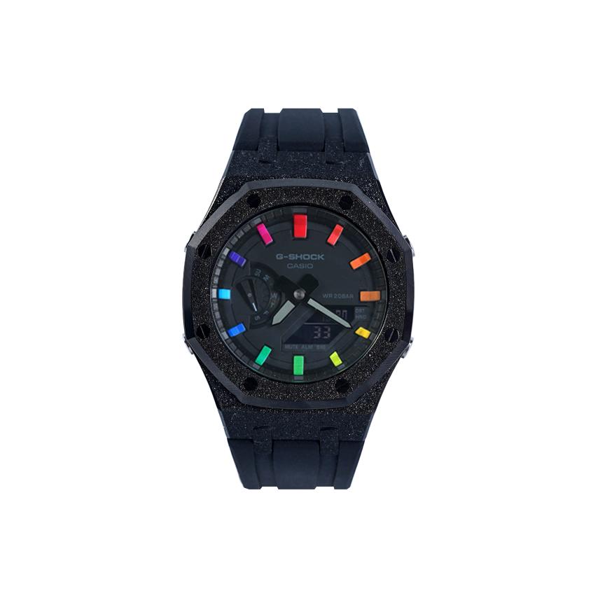 

CASIO Men Liquid Crystal,Analog Dual Display Series Black Watch GA-2100-1A1(Watch8--) Frost Black Rainbow