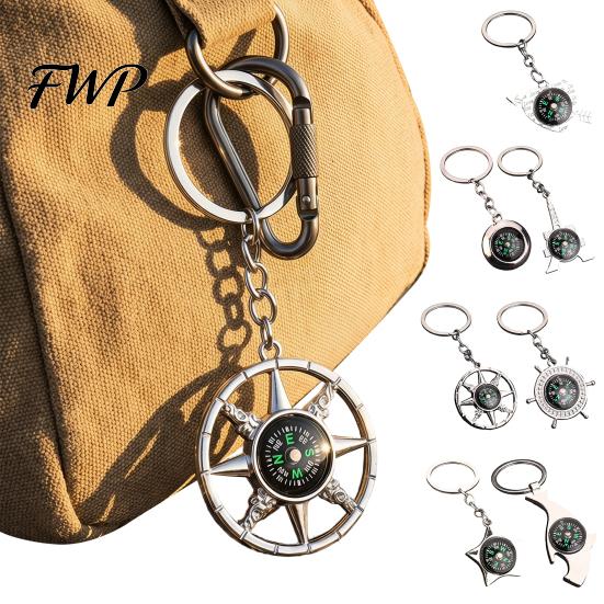 Heart-shaped Compass Keychain Alloy Mini Bag Charm Outdoor Adventure Gear Camping Backpack Gift for Hikers