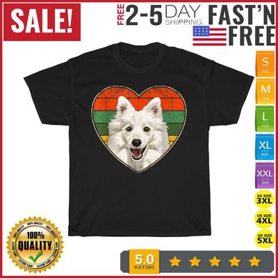Heart American Eskimo Dog Lover Mom Dad Valentine Father Day T Shirt Men Women