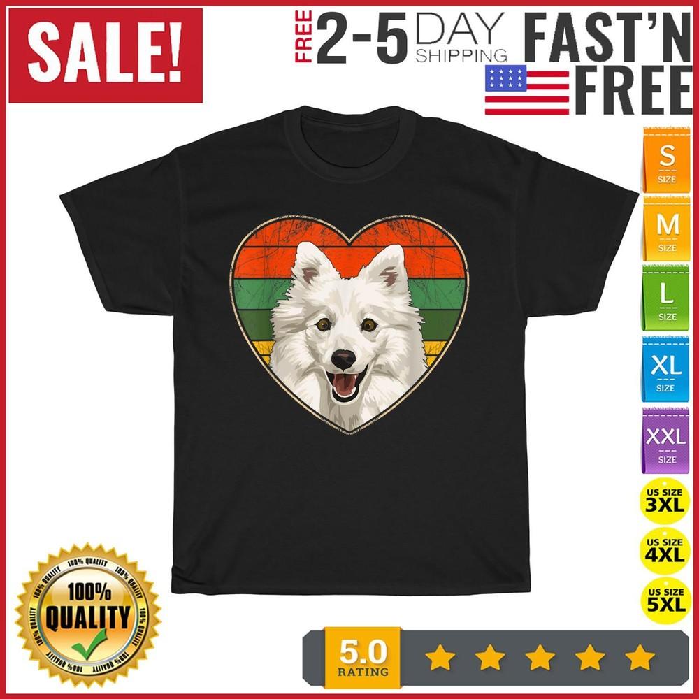 Heart American Eskimo Dog Lover Mom Dad Valentine Father Day T Shirt Men Women
