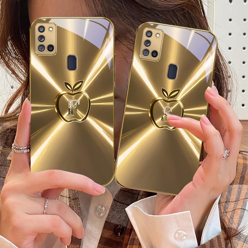 The Golden Letter "D" For Samsung A 31 32 A33 A34 35 14 A15 13 16 25 26 50 52 53 54 55 56 70 71 72 73 Golden Glass Phone Case