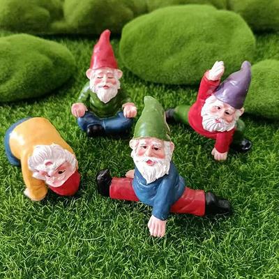 Funny Garden Gnomes, Yoga Dwarf Garden Ornaments, Fairy Garden Gnome Accessories Miniature Decorations