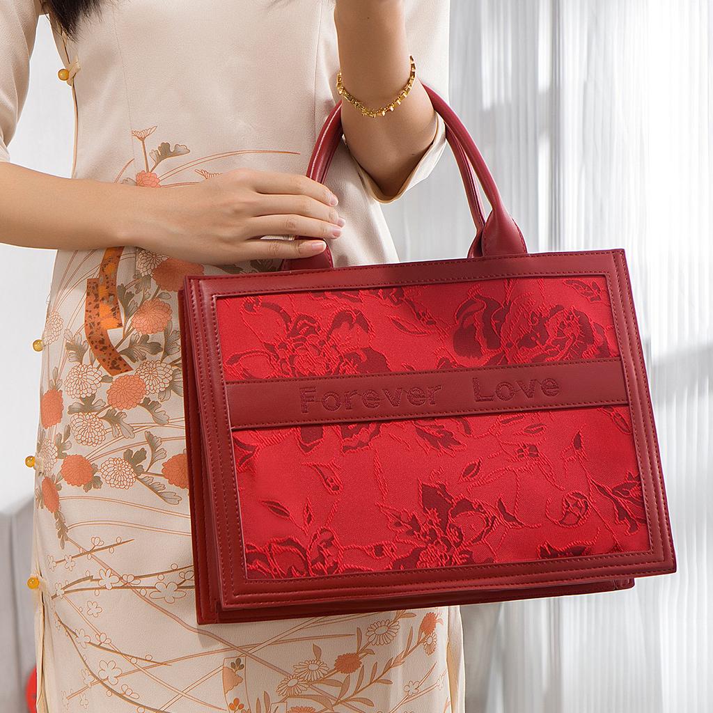 Women'S Red Large-Capacity Handbag, Newlywed Bride, Middle School Mother Bag, Mother-In-Law Wedding Bag