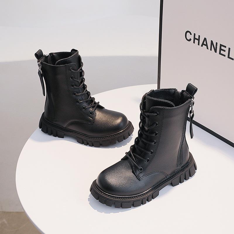 Boys Girls Motorcycle Boots Thick Soft Sole Kids Ankle Boots with Double Zipper 2024 New Children Warm Boots Round Toe Fashion