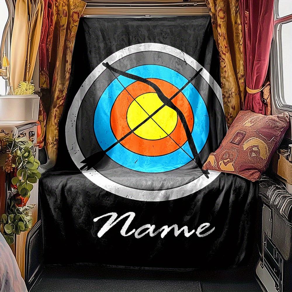 Archery Target With Bow And Arrow Blanket Personalized Name Soft Comfortable Stylish Blanket Car Blanket Perfect For Travel Camping Outdoor Home