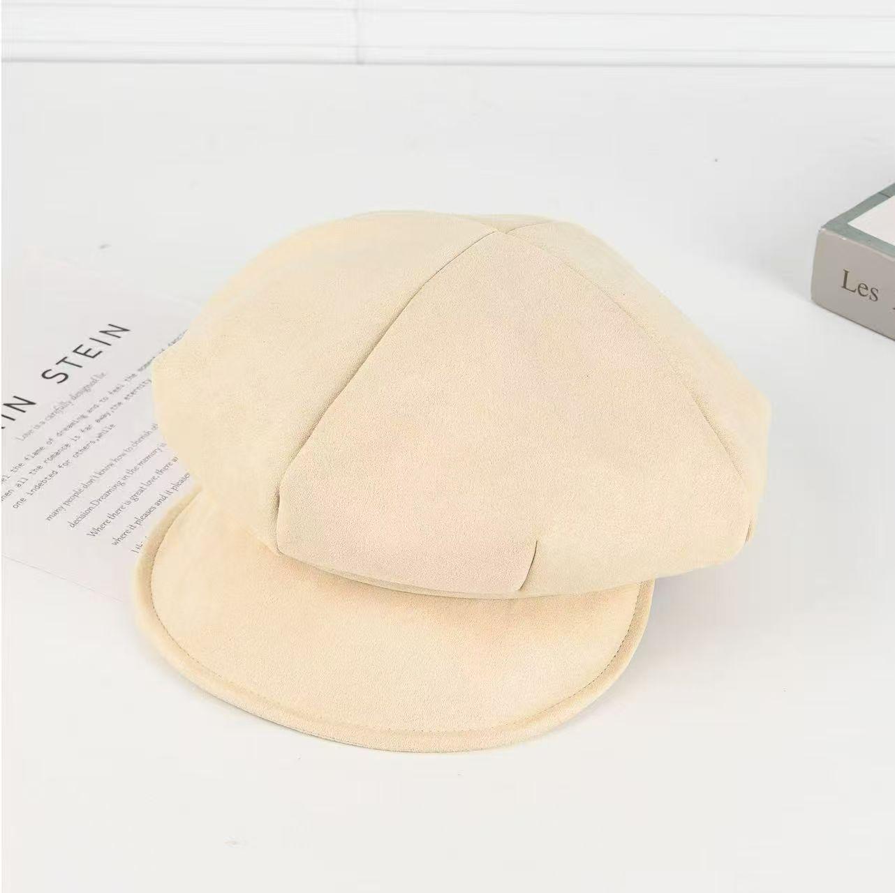 

Women s Retro Suede Octagonal Beret - Casual Solid Color Duckbill Hat for Autumn/Winter One Size слонова кістка