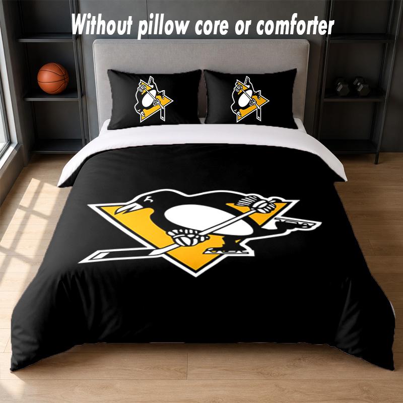Pittsburgh Penguins Design Bed Bedding Set 1 Duvet Cover + 2 Pillowcases Soft Breathable Household Bed Linens
