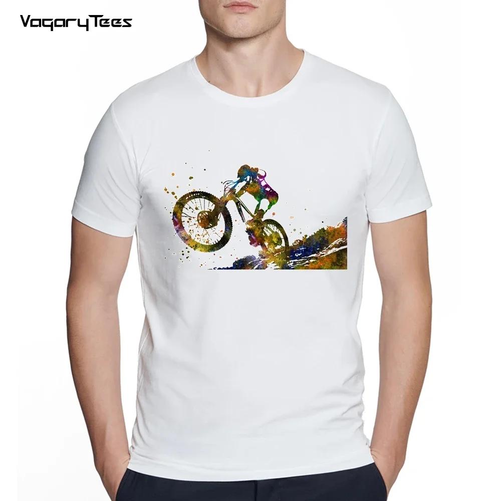 Summer Men T-shirt Downhill Biking Print Casual Heartbeat Stimulation Exercise Male Harajuku Tshirt  Men Clothing