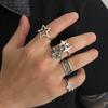 Exaggerated Personality Five-Pointed Star Ring Set for Men, Trendy High-End Hip-Hop Niche Rings for Men