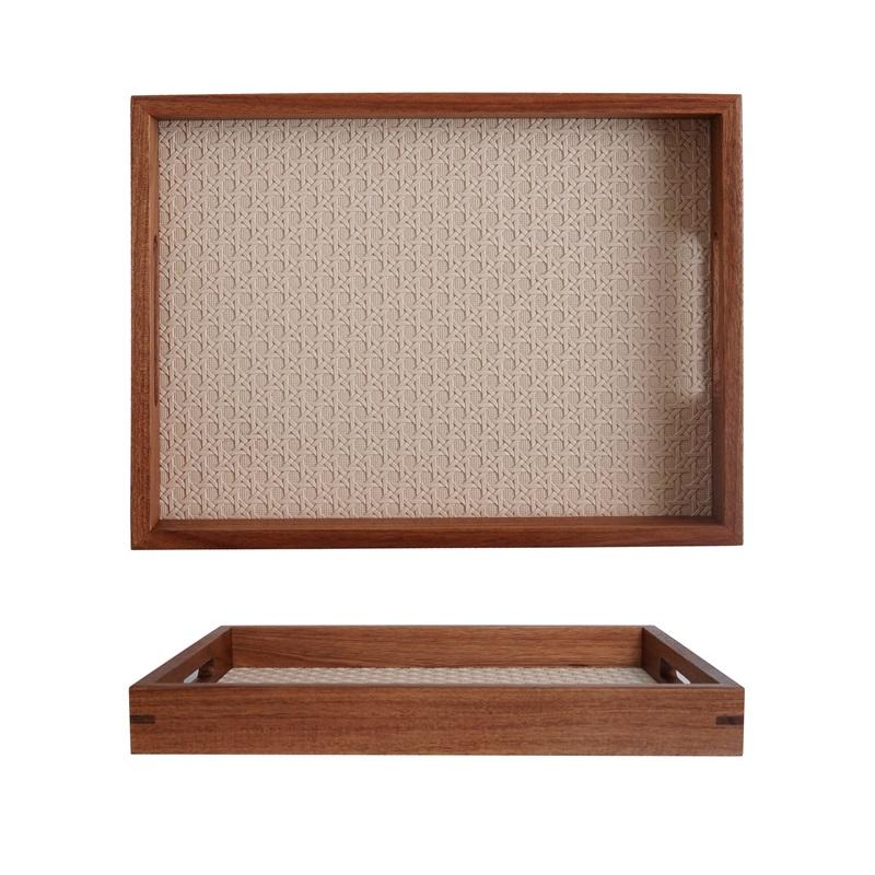 

1 bamboo-patterned leather tray, rosewood tray, dressing table decorative tray, aromatherapy ring and jewelry tray M