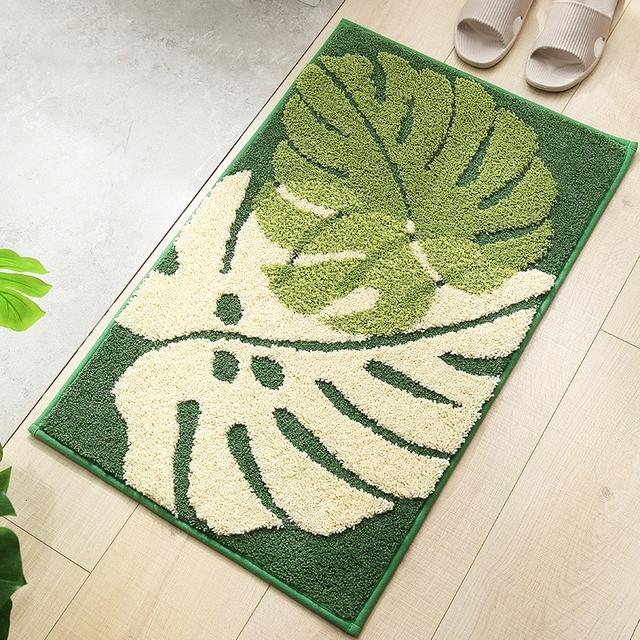 Anti Slip Floor Mat New Leaf Pattern Soft Bathroom Mat Quality Home Decor Absorbent Bedroom Hallway Toilet Rug Bath Mat
