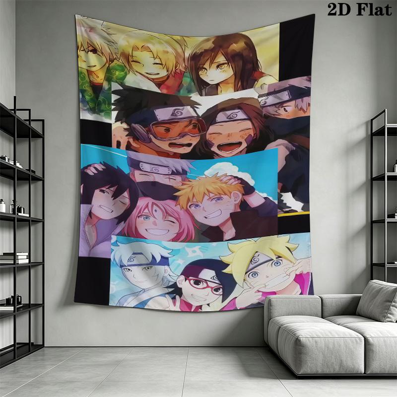 Naruto Art Compilation Wall Tapestry Aesthetic Wall Hanging Printed Fabric Blanket Decorative Tapestries For Bedroom Living Room Home Decor