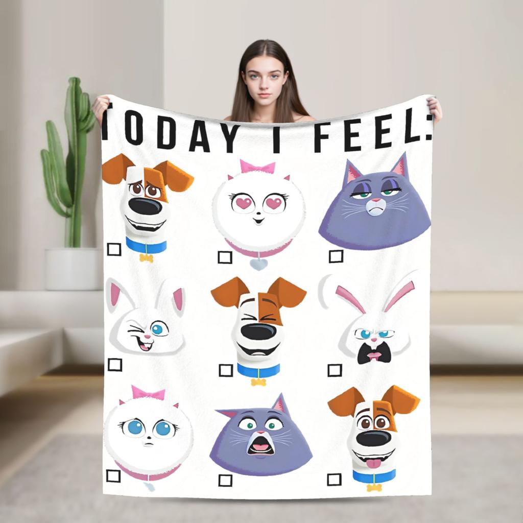 The Secret Life of Pet Flannel Blankets Winter Movie Soft Warm Bedding Throws for Girls Boys Living Room Aesthetic Bedspread