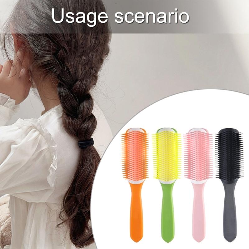 9 Row Cushion Nylon Bristles Hair Brush for Separating,Shaping,Blow Drying,Styling & Detangling,Defining Curls Hair Salon