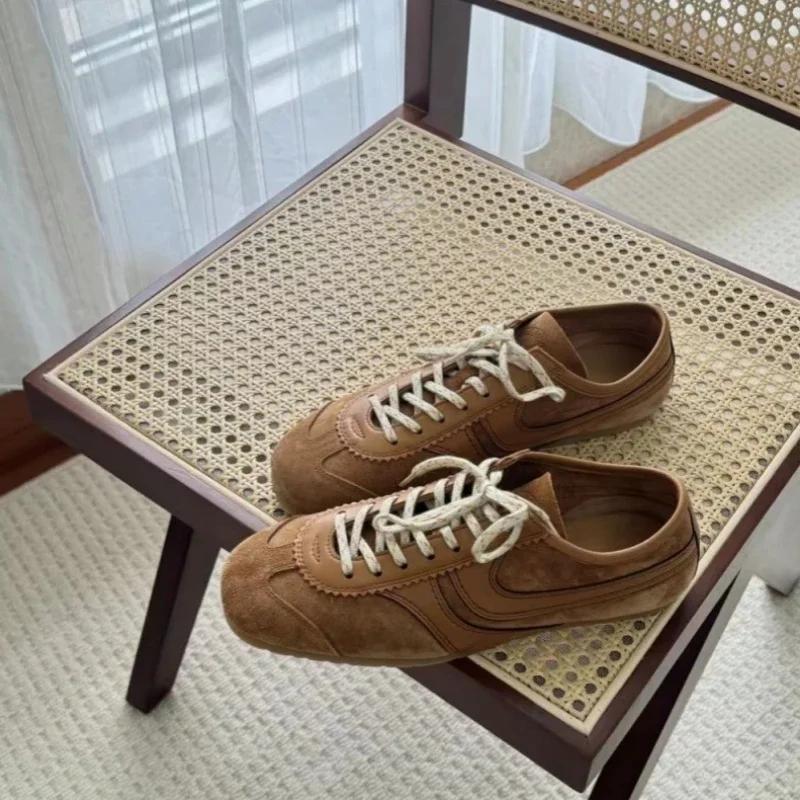 Women's Sneakers New Genuine Leather Ladies Moral Training Shoes Casual Spring Flat Shoes Women