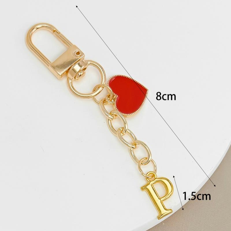 Metal Heart Letter Keychain Fashion A-Z Initial Keyring Charms Car Key Holders Bag Pendant Accessories Valentine'S Day Gift