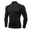 Men's High Neck Performance Long Sleeve Sports Shirt - Stretch, Breathable, Stand-Up Collar for Running & Basketball