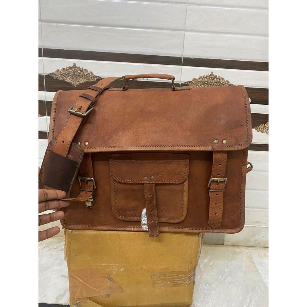 

Кожаная сумка-портфель, кожаная сумка для ноутбука, сумка-мессенджер, винтажная кожаная сумка-портфель ручной работы Коричневая сумка для ноутбука 16 x 12 x 5 in