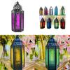 F26C Village Style Wrought Iron Candle Holder Glass Wind Lantern Hanging Lanterns