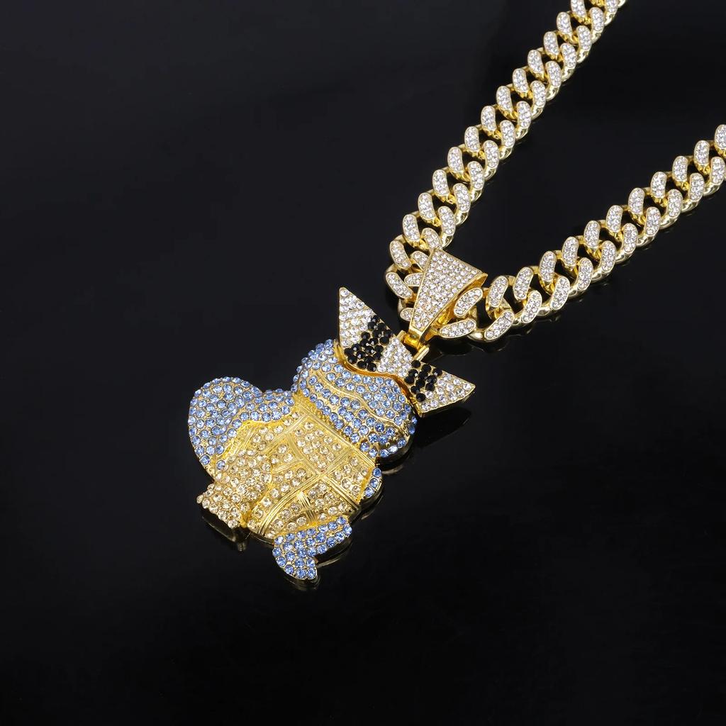 Collana Ciondolo Squirtle Diamante Anime Catena Cubana Moda Uomo e Donna, Regalo di Festa per Bambini