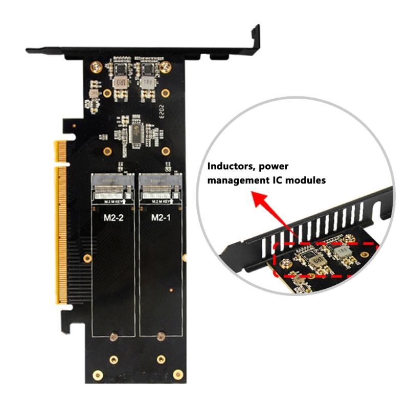 4 M.2 NVMe SSDs Expansion Adapter For PCIe 5.0 X16 Support Up To 4 Drive Large Storage Capacity And RAIDs Management