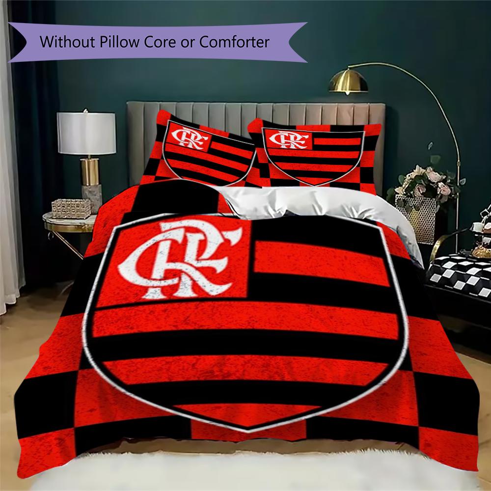 CR Flamengo Pattern Bedding Uilt Set Uilt Cover Pillowcase Home Decoration Birthday Gift (1 * Duvet Cover + 2 * Pillowcase Without Core)